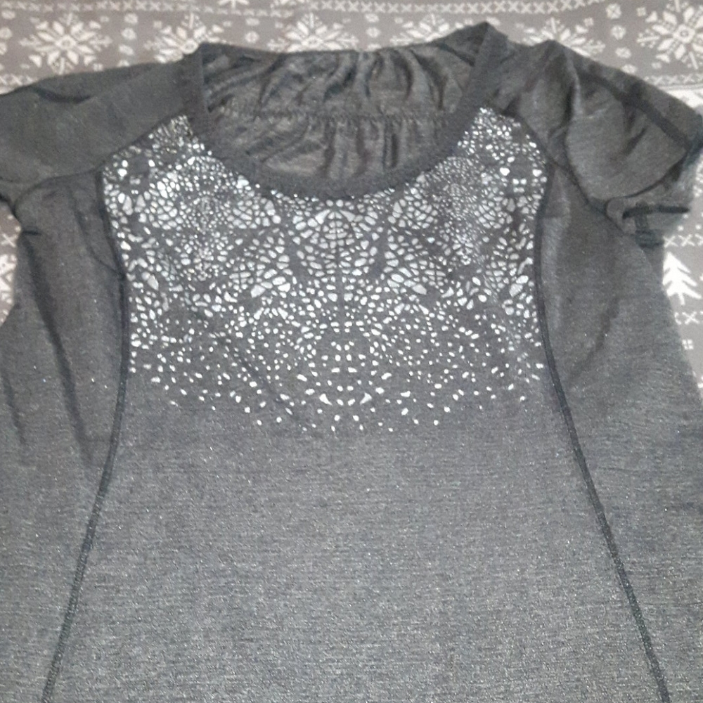 lululemon athletica Black Short Sleeve Tee with Laser-Cut Yoke